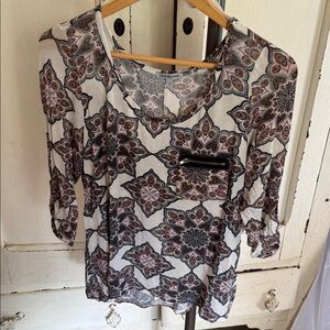 Charlotte Russe Pink and Black Patterned Top